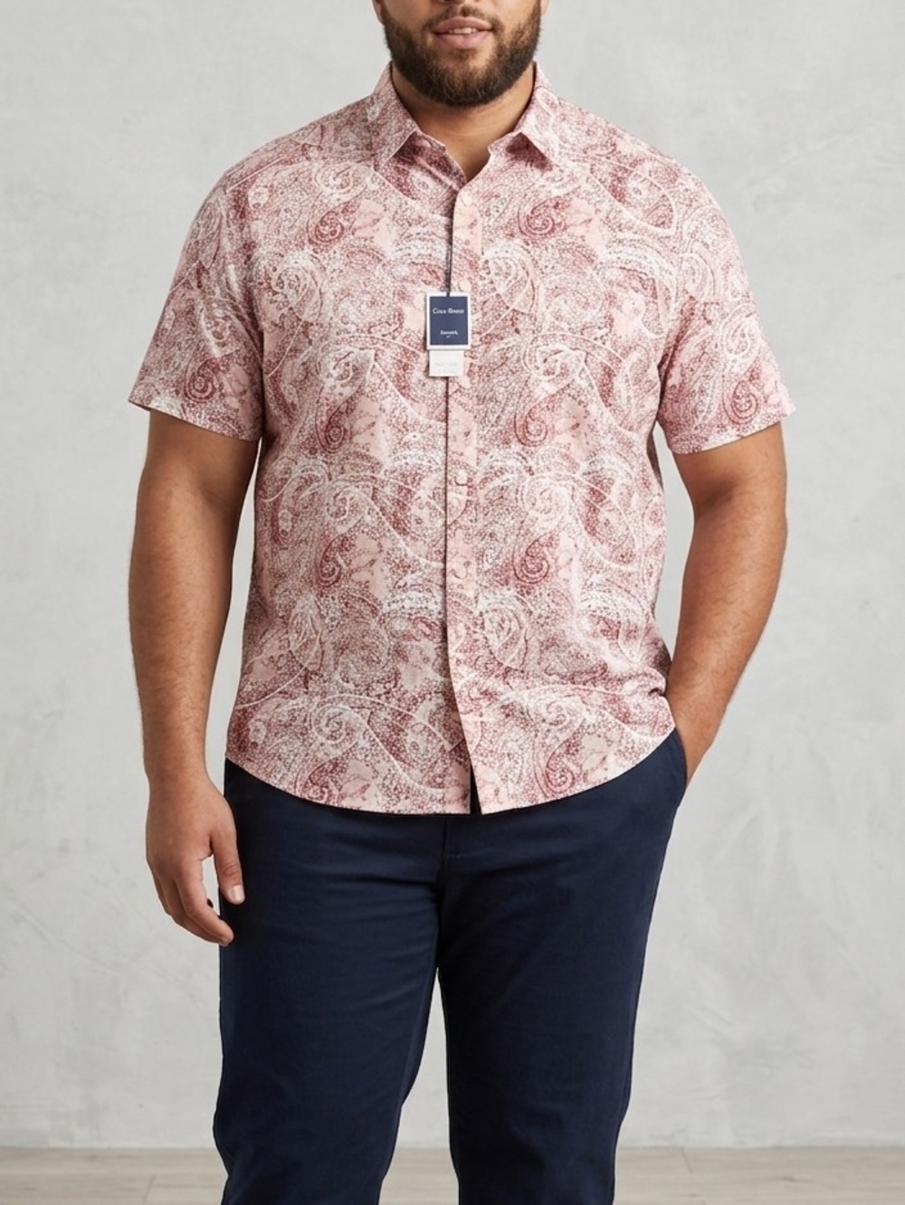 Club Room Pink Paisley Short-Sleeve Button-Down Shirt